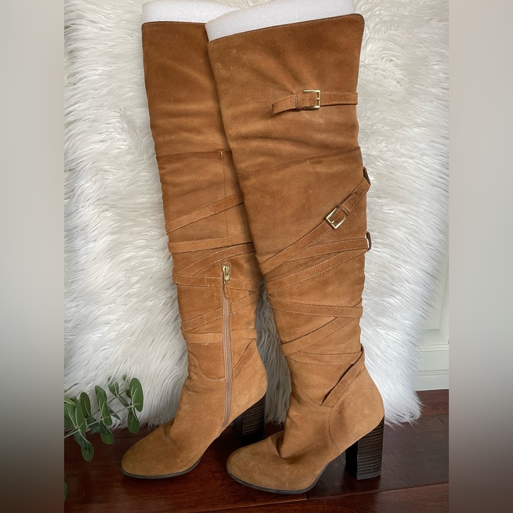Sam Edelman Sable Over-the-Knee Camel Suede Boots Size 5.5